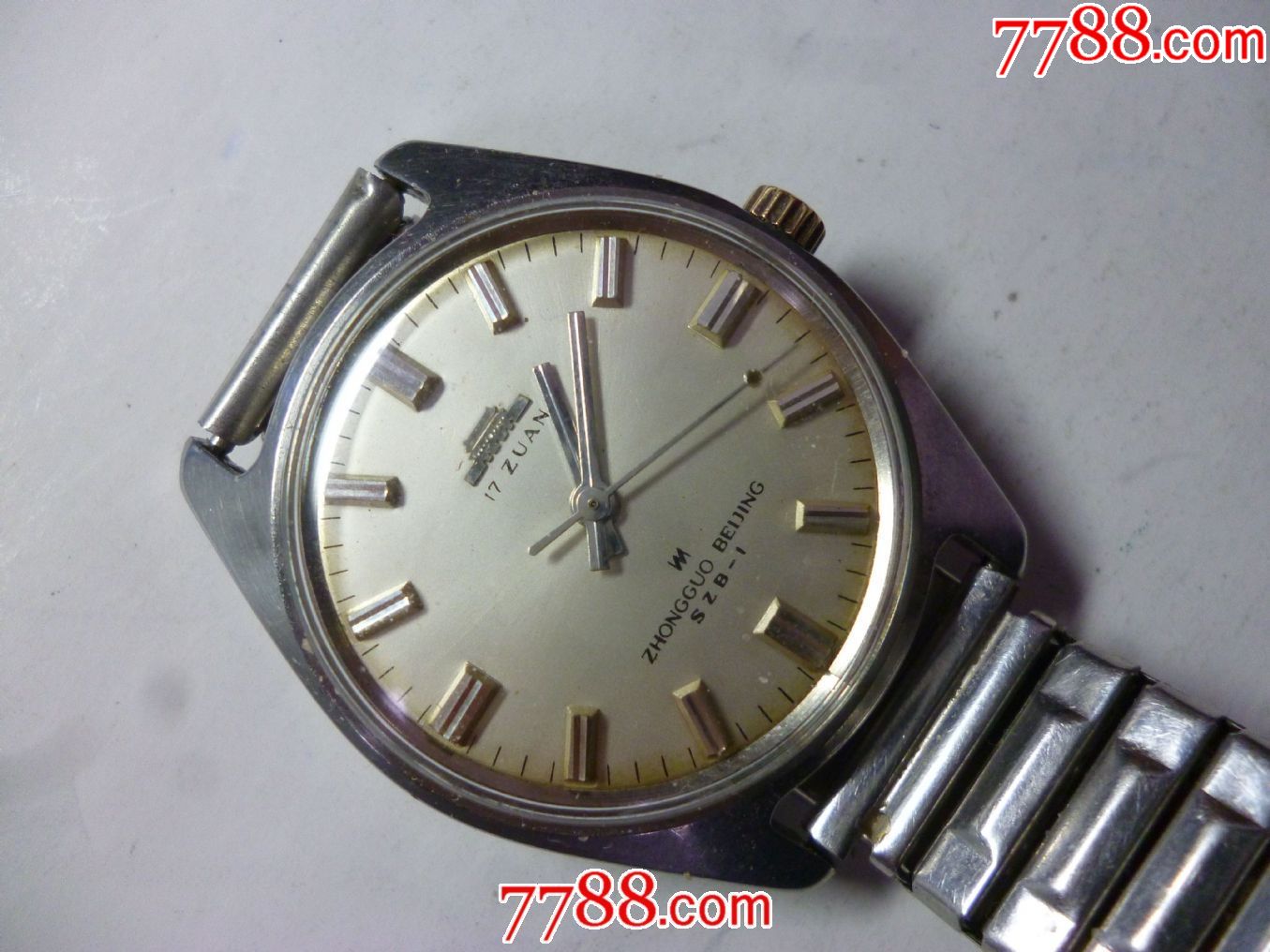 怀旧经典银盘银针全钢17钻【北京】szb-1型男士古董老表!