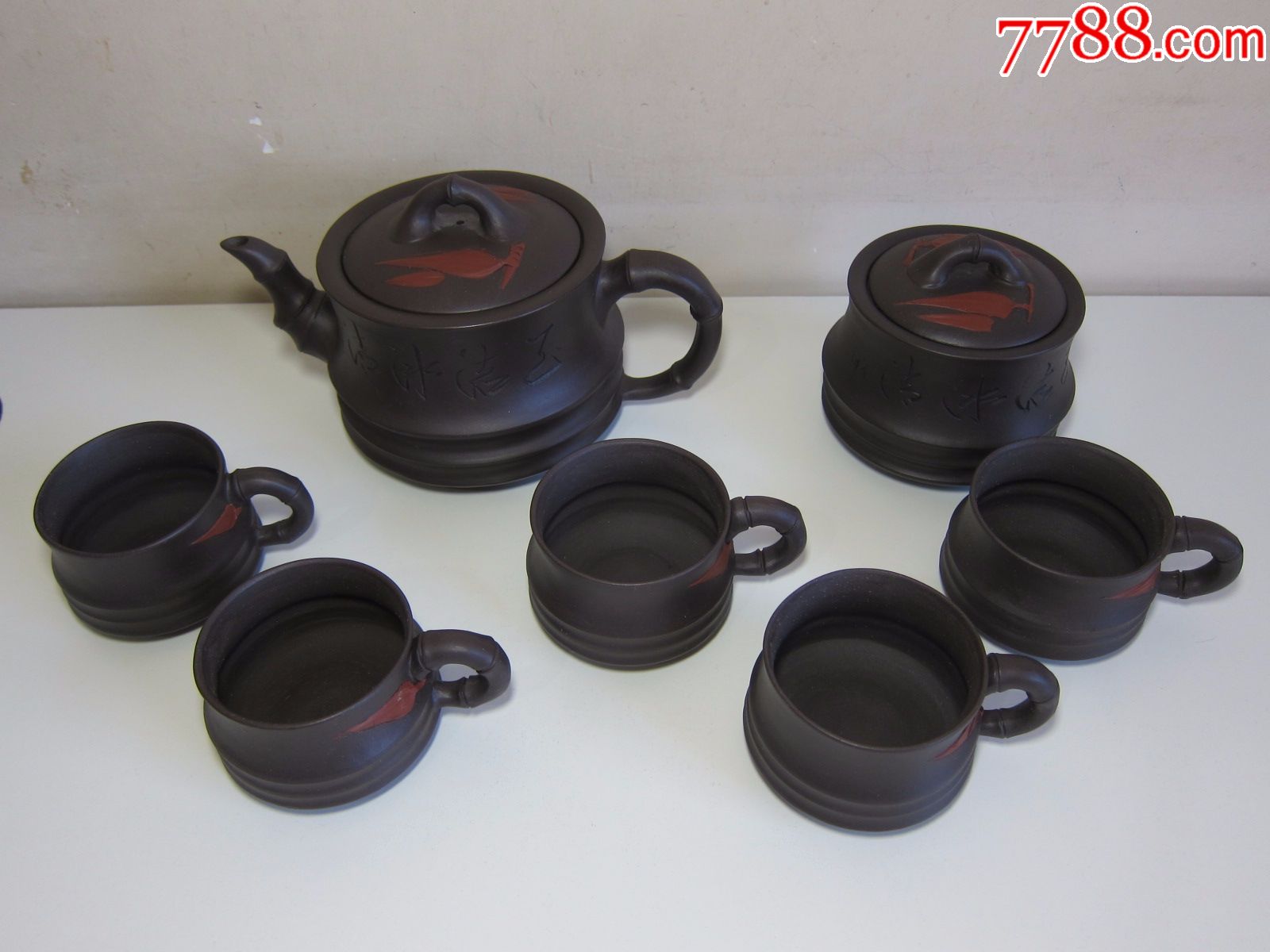 王石耕紫砂壶一套7件做工精细手工壶壶高尺寸115cm厘米品好