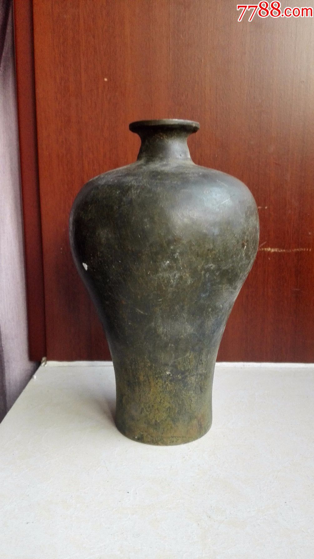 怀旧经典收藏素面老铜瓶高17厘米