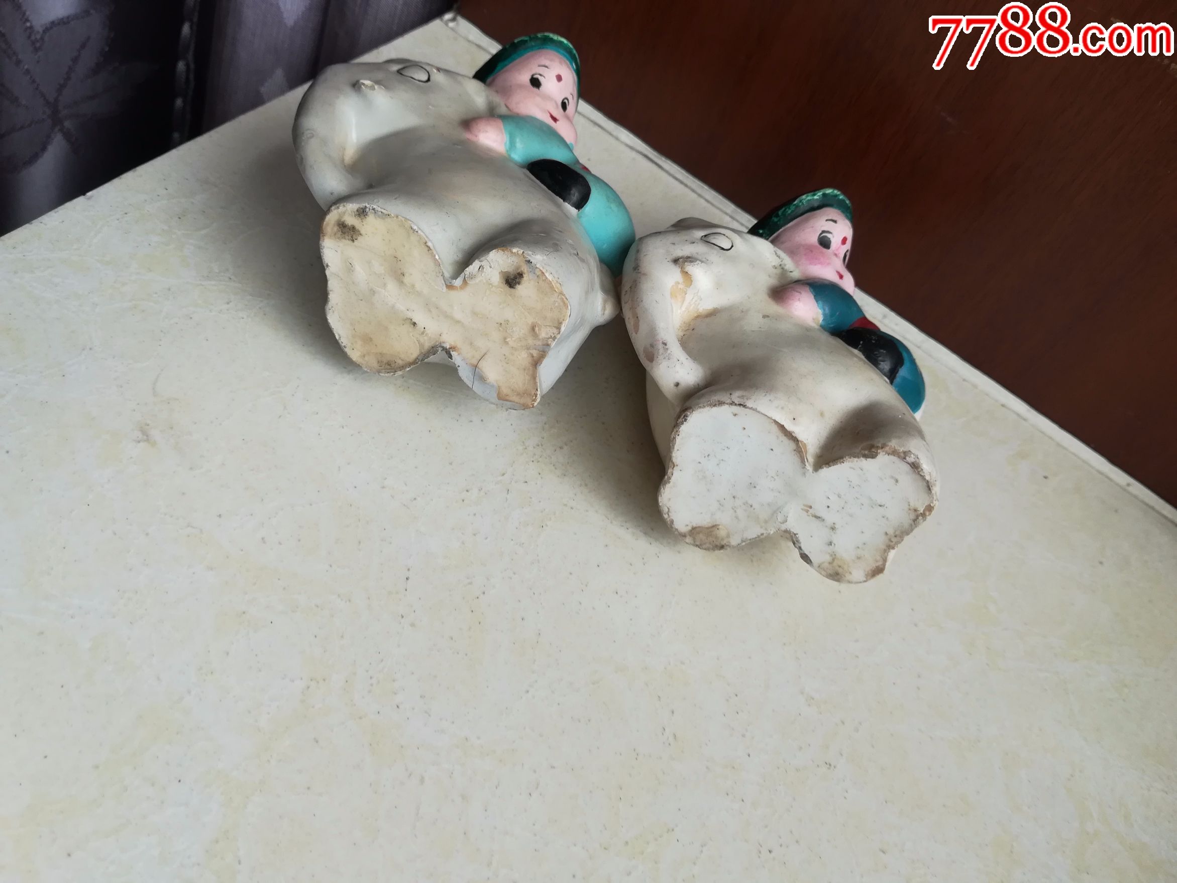 怀旧经典收藏可爱小孩骑象造型蜡像尺寸8*7.5*4