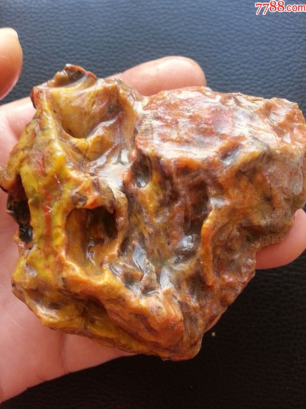 北票战国红玛瑙鸡油黄原石收藏品信玉玛瑙