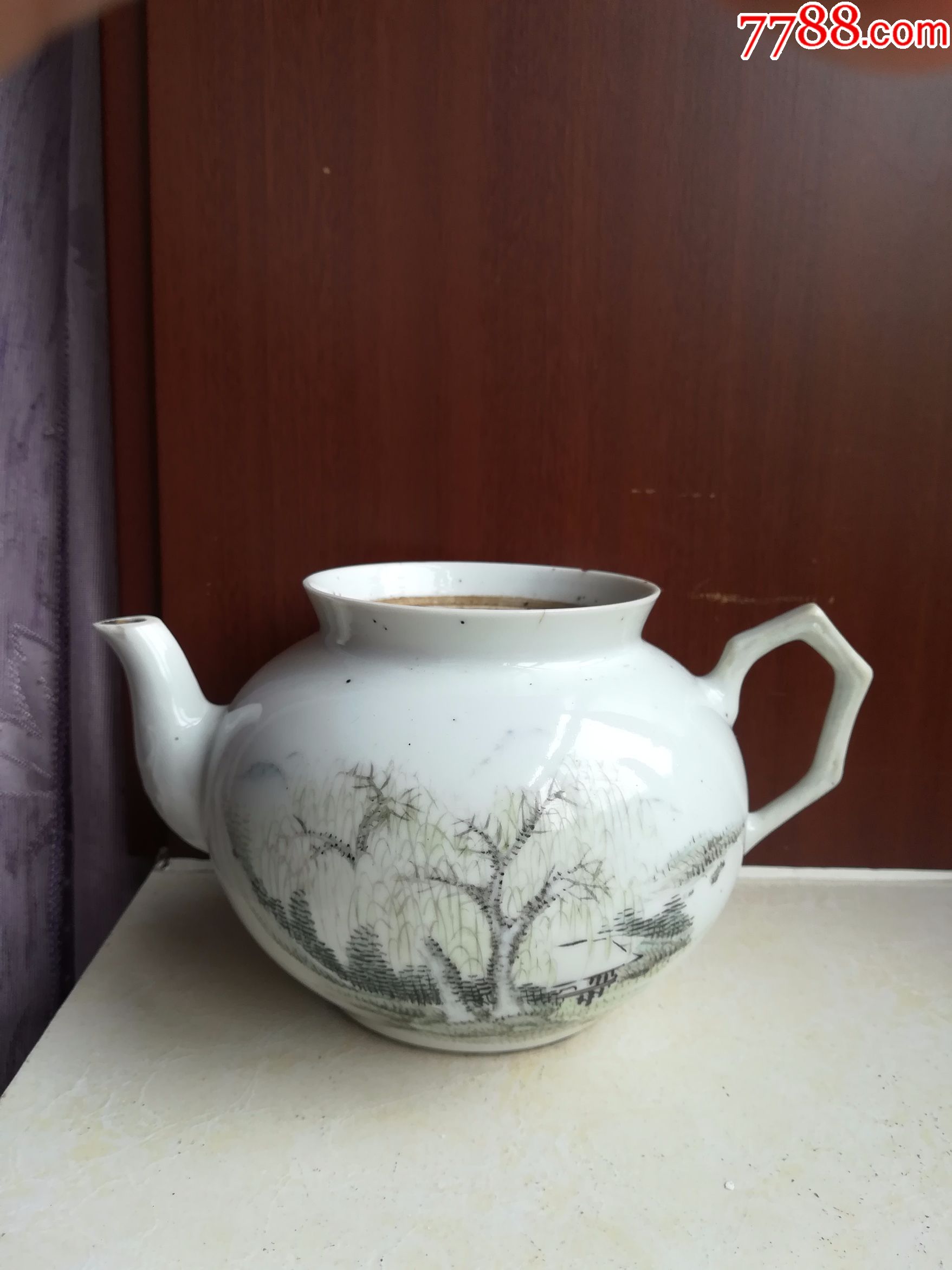 怀旧经典收藏瓷器民国江西浅绛彩风景瓷壶