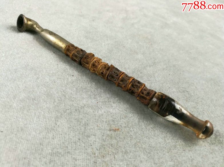 *fwp3wz-精致奇特的老烟枪,老烟锅烟斗,烟竿材质少见,象是骨质,精美品
