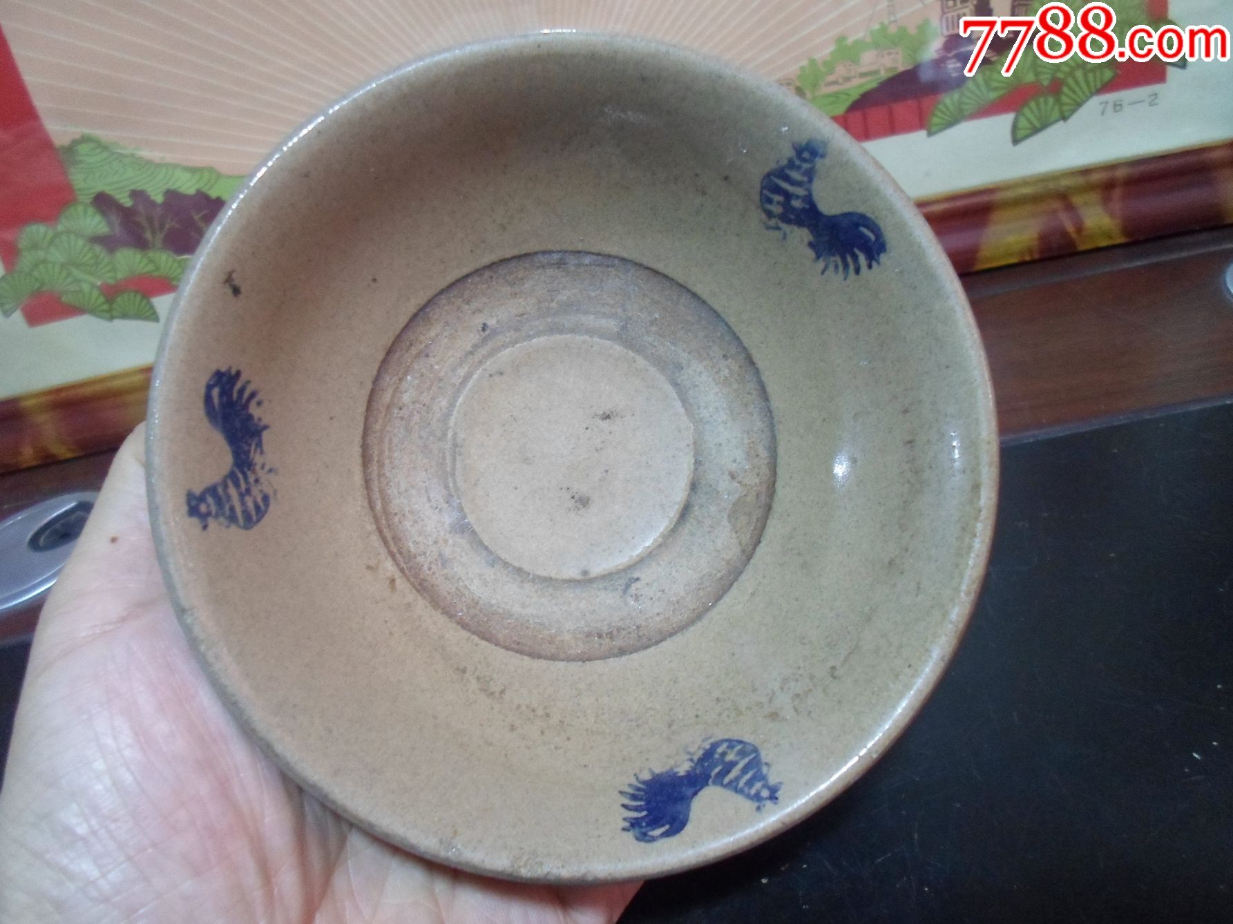 民国粗瓷大吉大利——《大鸡图》青花老碗