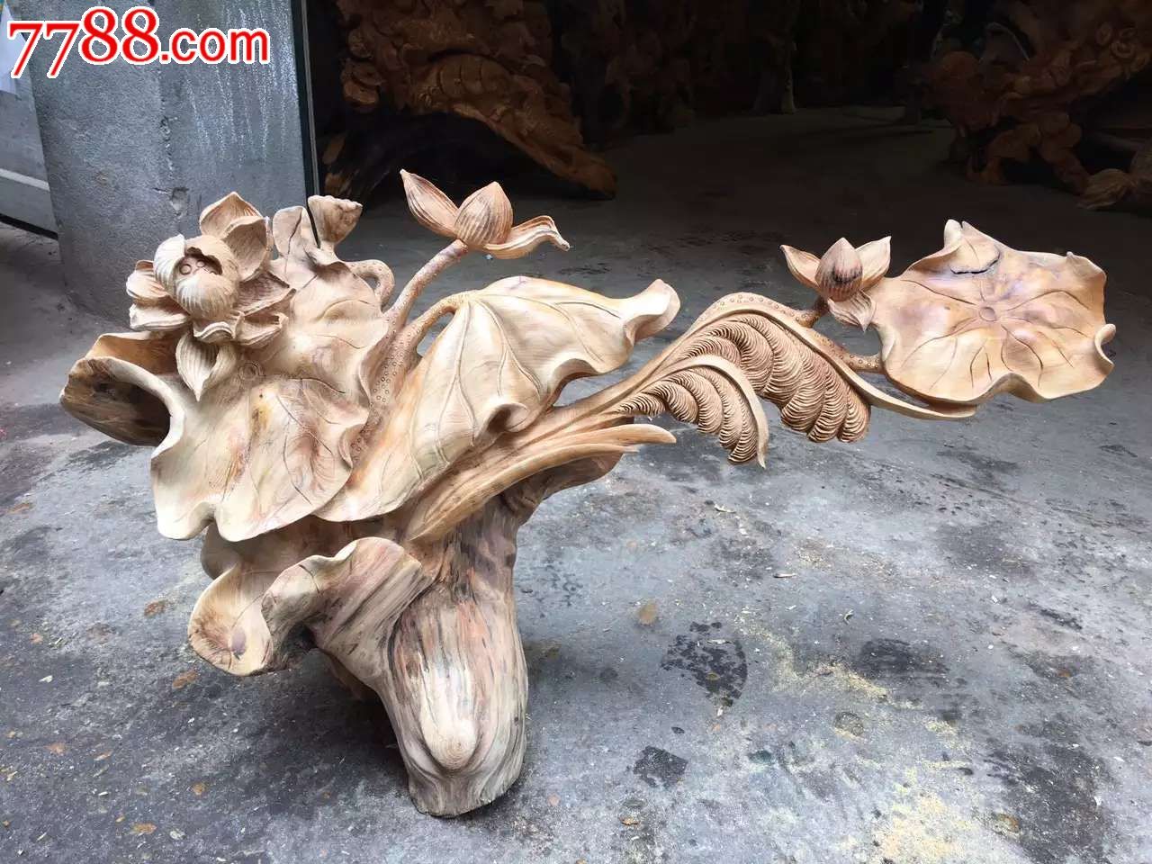 崖柏老料荷花拼接上油