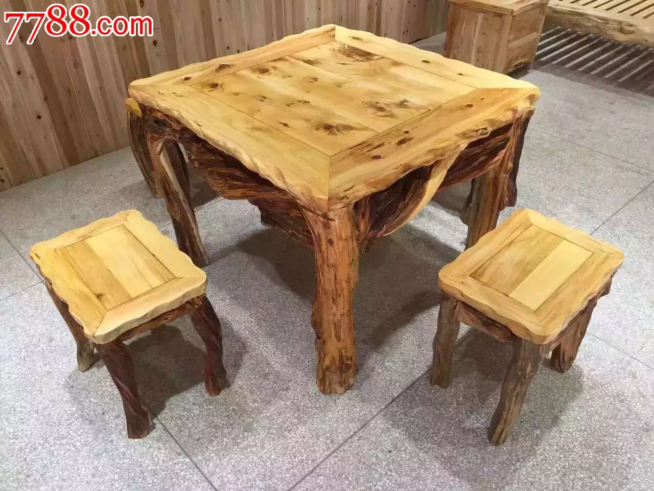 崖柏方桌八仙桌五件套