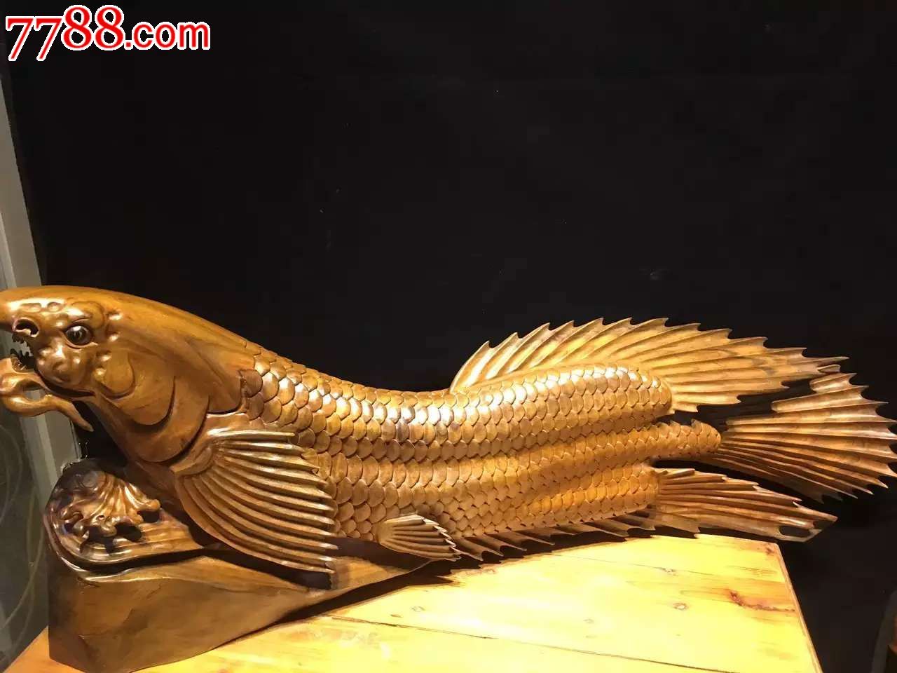 阴沉樟木金龙鱼寓意年-其他根雕/木雕-7788收藏__收藏热线