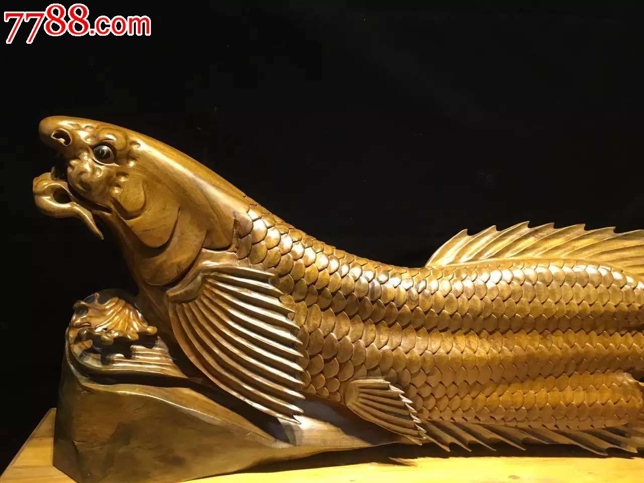 阴沉樟木金龙鱼寓意年-其他根雕/木雕-7788收藏__收藏热线