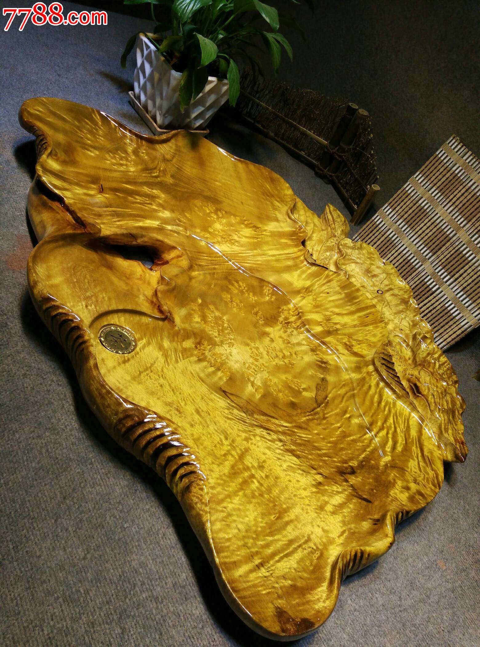 黄金樟荷叶茶盘-价格:0.