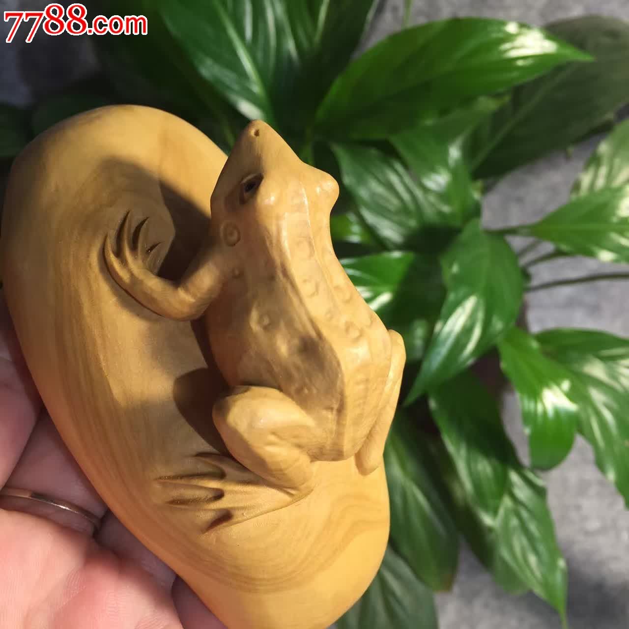 黄杨木石头青蛙童年时-其他根雕/木雕-7788收藏__收藏热线