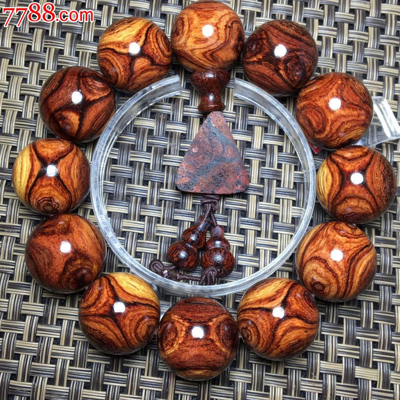 黄花梨对眼手串