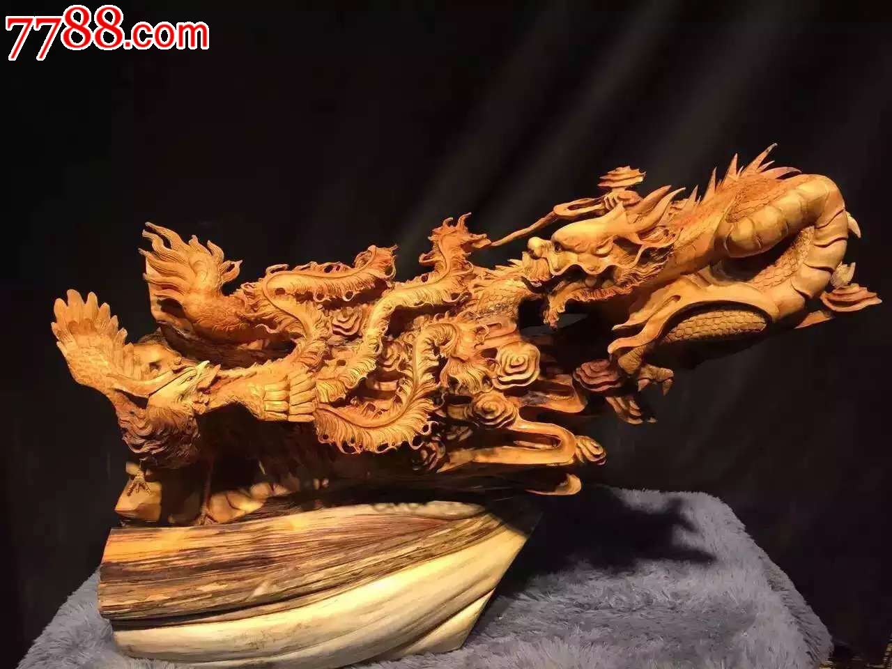 崖柏双色料龙凤呈祥_木雕摆件_a24蝴蝶9木香坊【7788收藏__收藏热线】