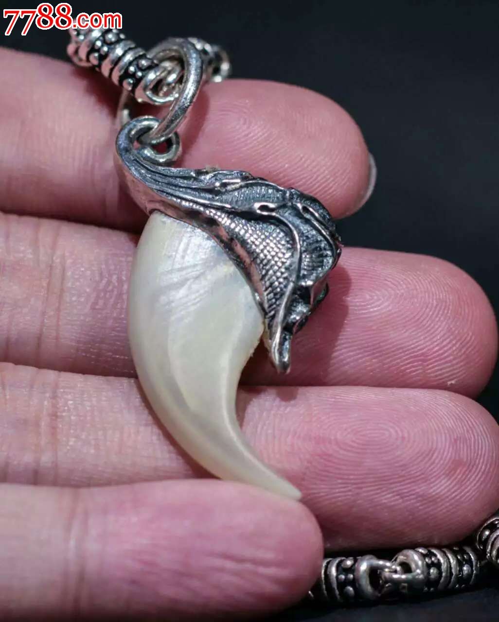 爪吊坠爪镶嵌银唐草苏