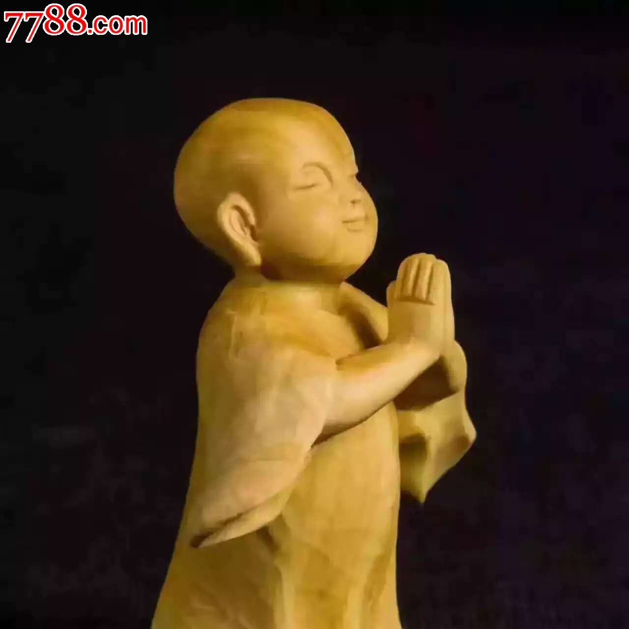 小叶黄杨小沙弥合十小-议价-se39890028-木佛像/人像