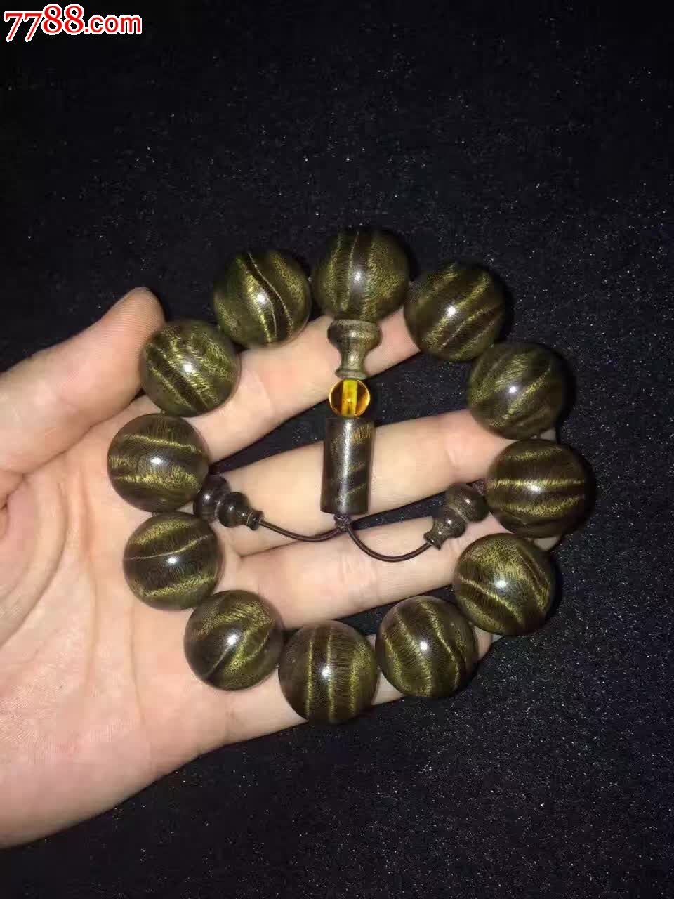 阴沉金丝楠20纯绿料-金丝楠木手串-7788文玩