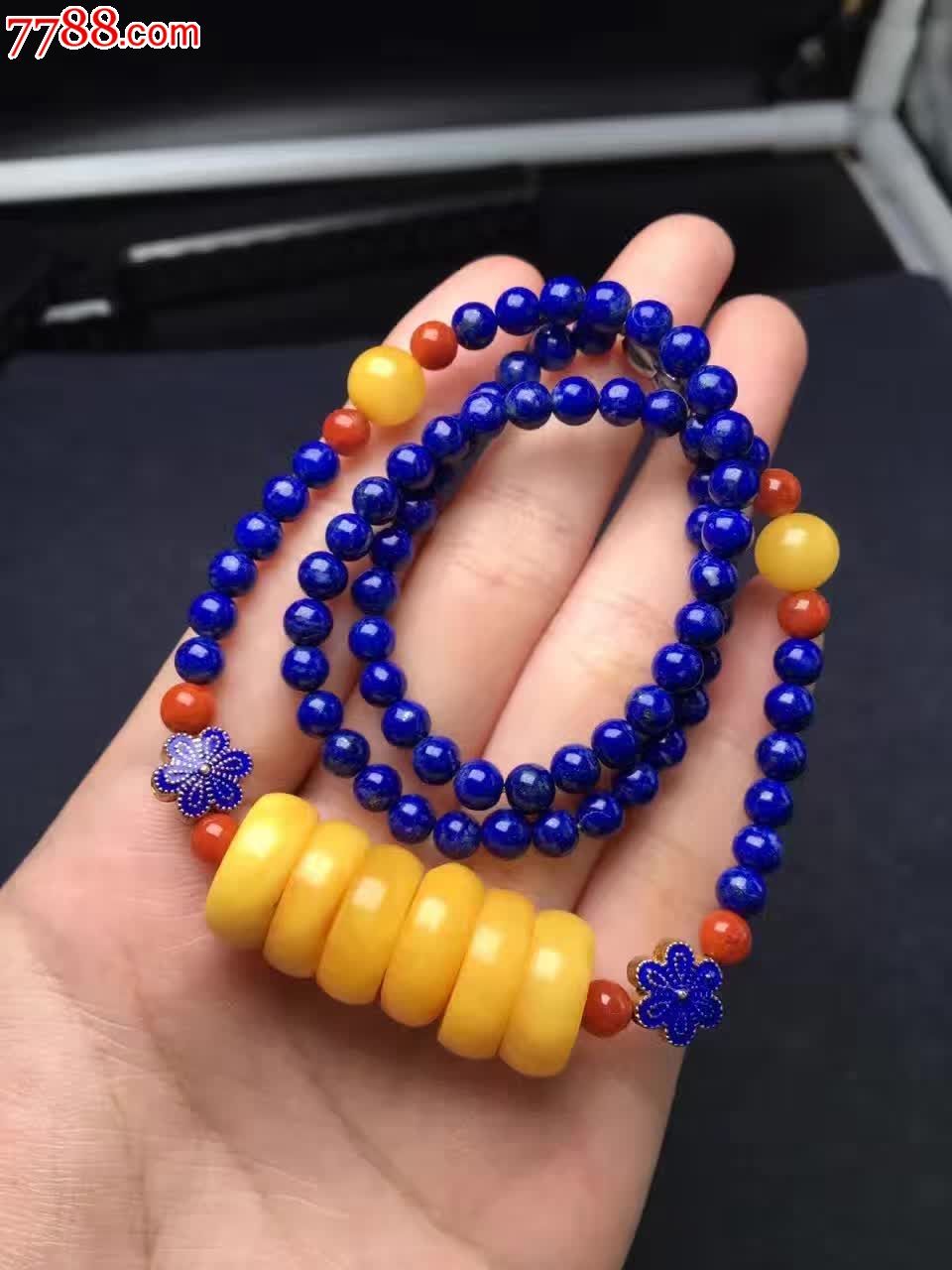 蜜蜡隔片搭配青金圆珠