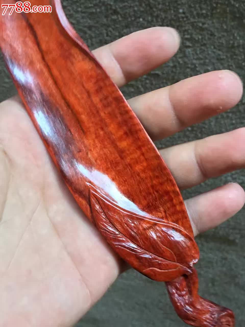 小叶紫檀手把件树叶带-木雕摆件-7788收藏__收藏热线