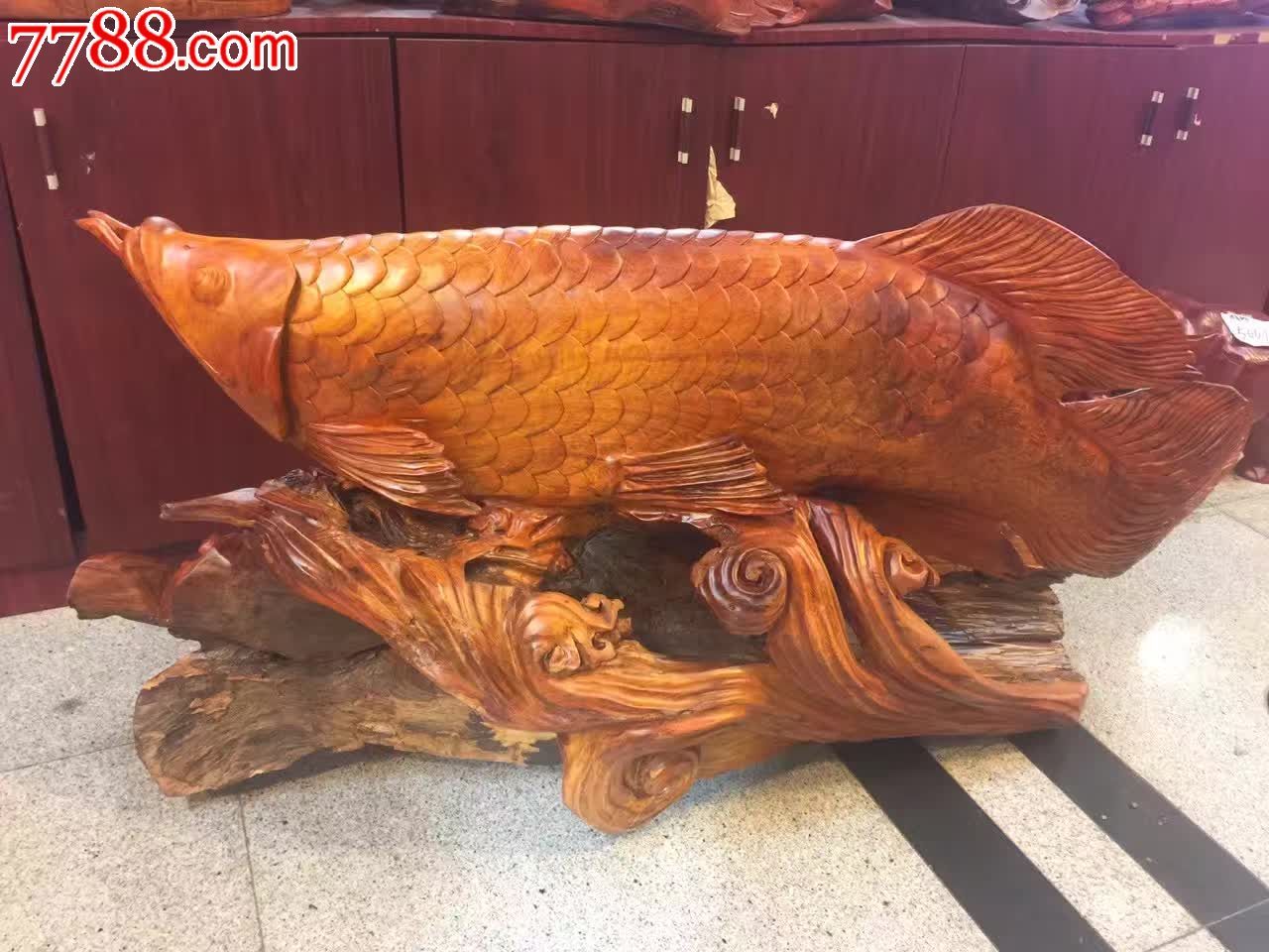 缅花金龙鱼纯手工雕刻-其他根雕/木雕-7788收藏__收藏热线