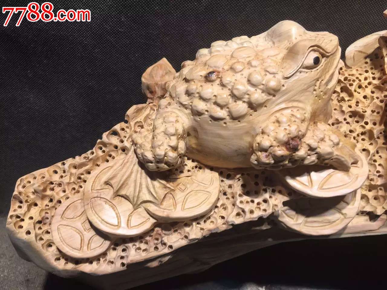 金蟾秦岭老料实物-木雕摆件-7788木艺