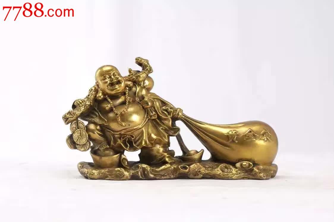 弥勒佛拉黄金袋摆件纯