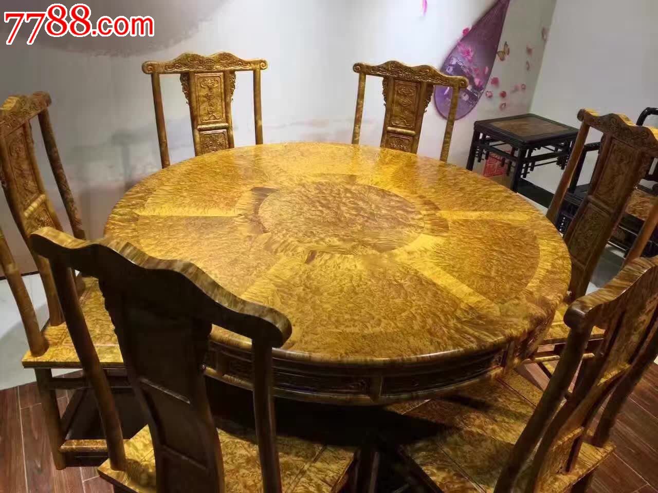 圆餐桌7件套缅甸黄金