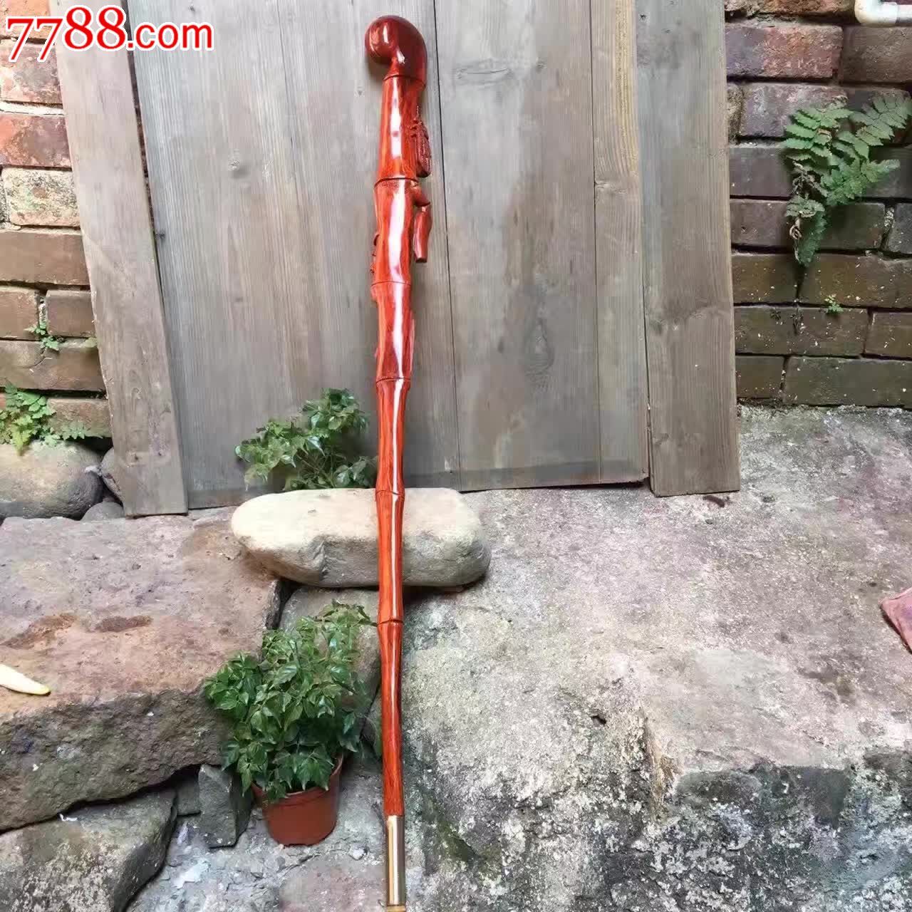 小叶紫檀节节升拐杖大