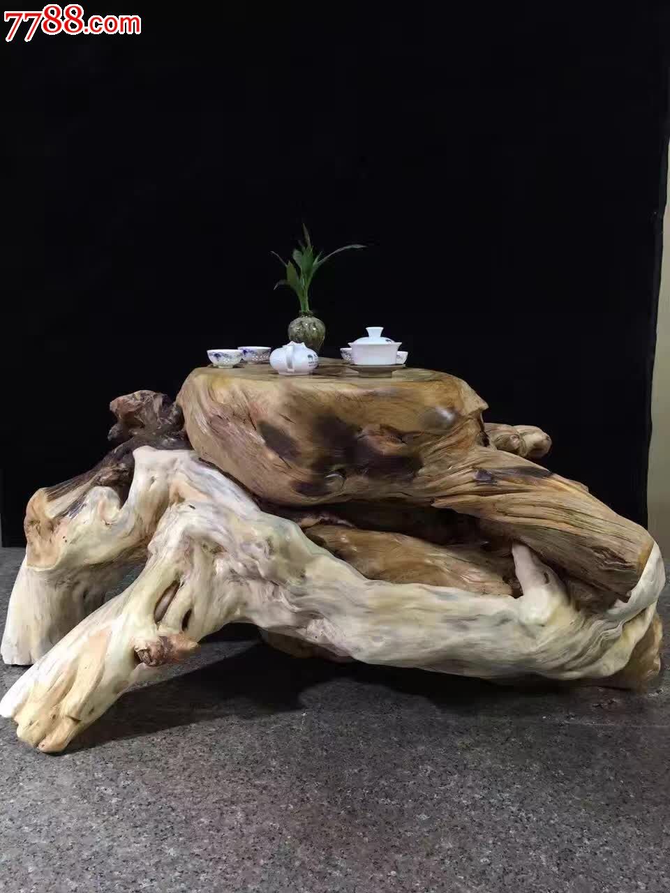 精品崖柏茶桌整体料无
