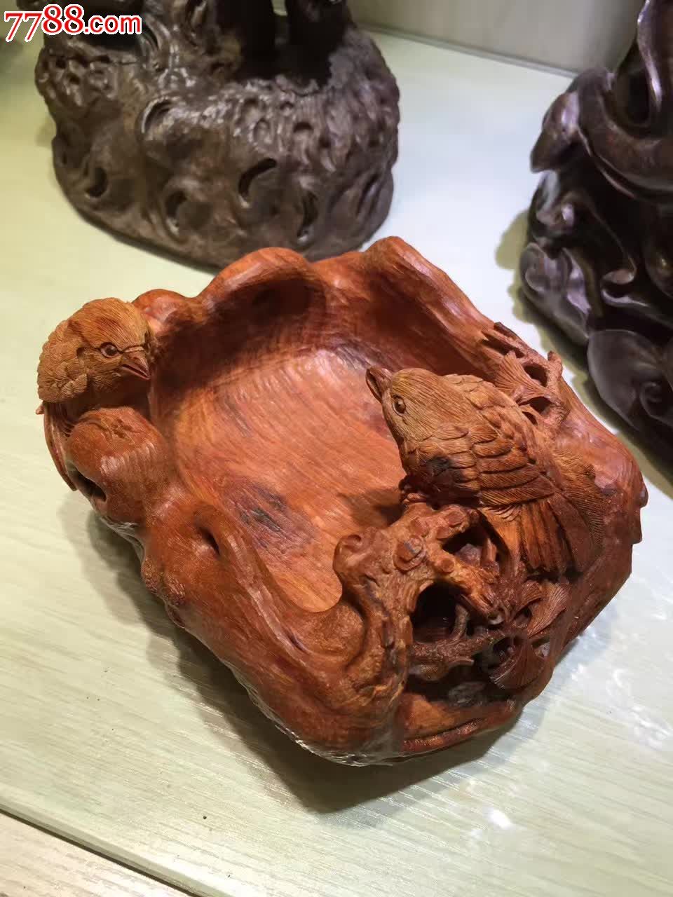 新成品小叶紫檀烟灰缸-其他根雕/木雕-7788木艺